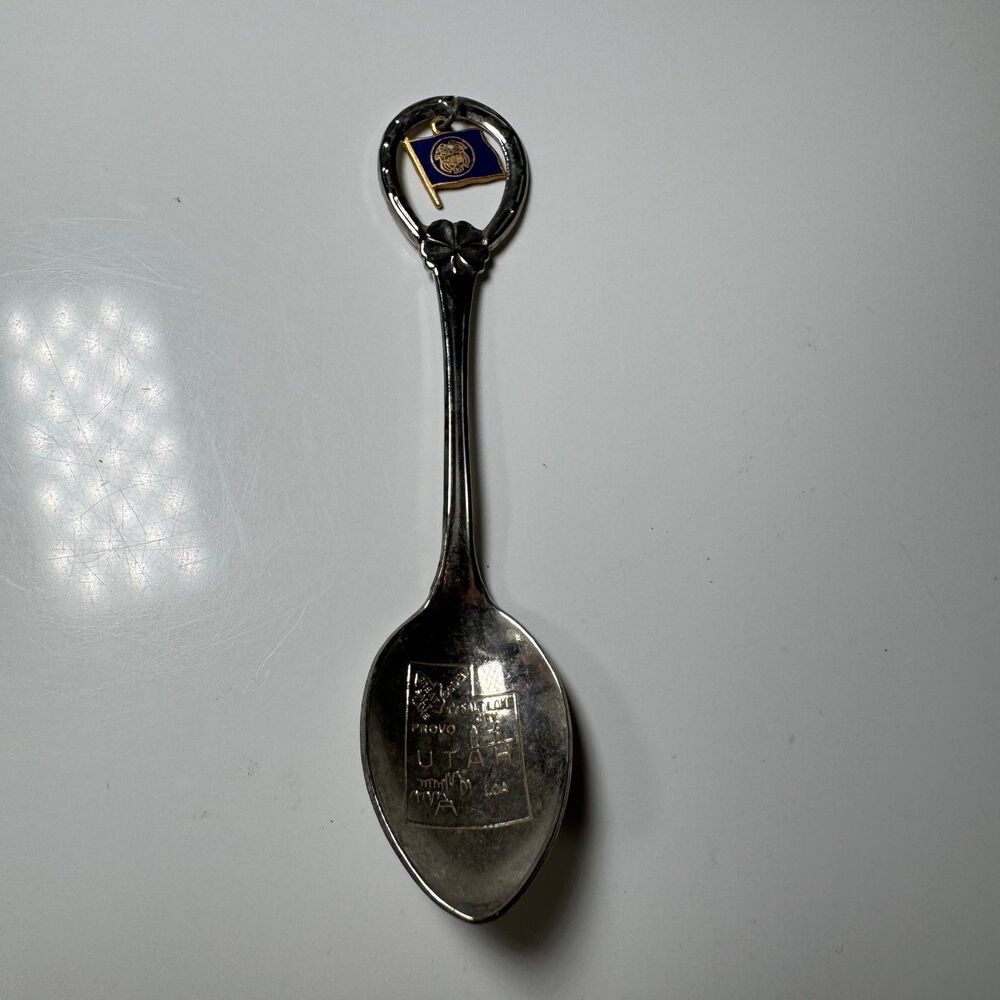 Utah Souvenir Spoon State Flag Dangling Charm Engraved Map Salt Lake City VTG